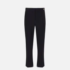 Elisabetta Franchi Trousers And Shorts|Crêpe trousers with slits Black