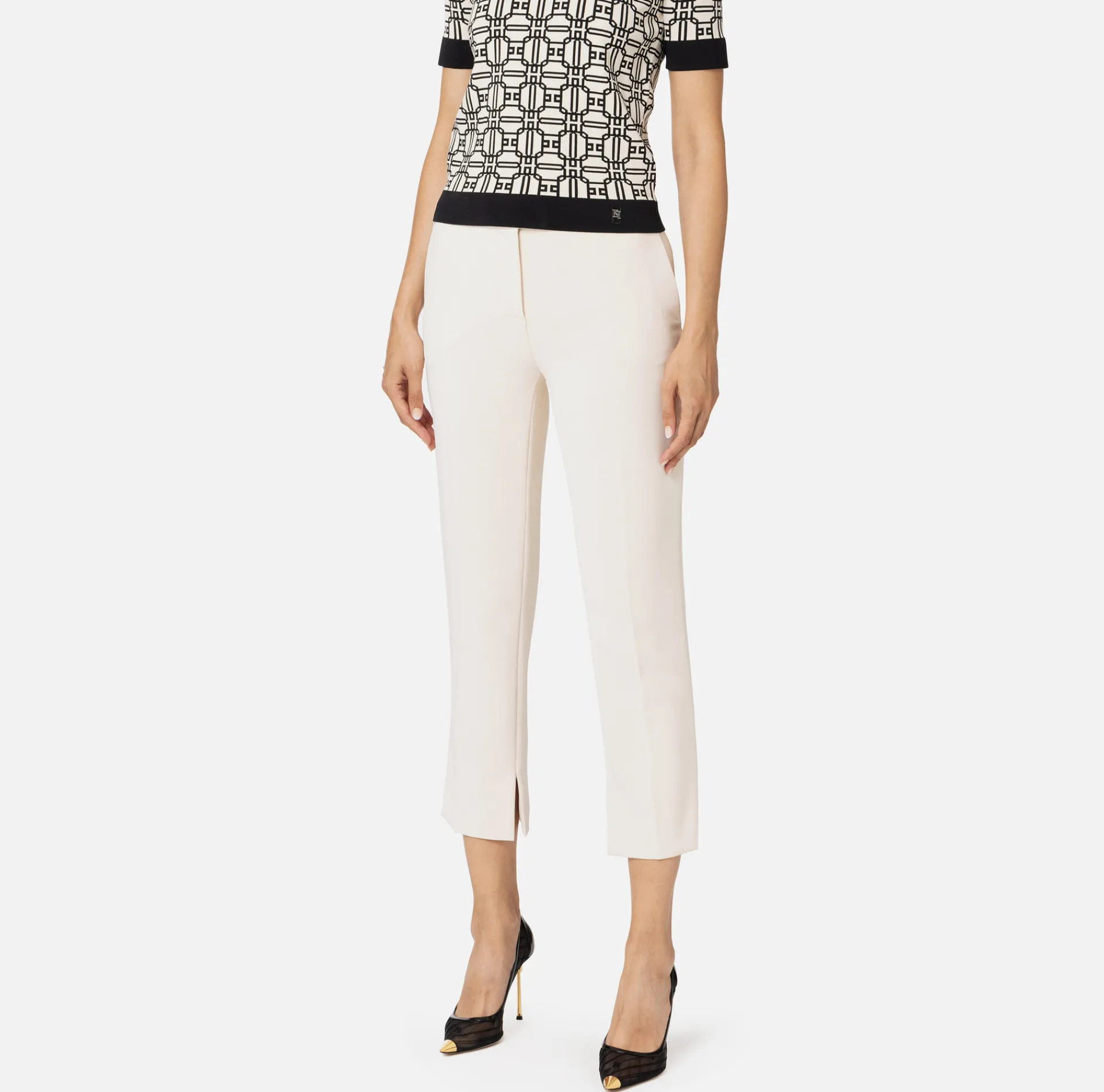 Elisabetta Franchi Trousers And Shorts|Crêpe trousers with slits Butter