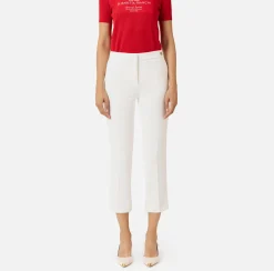 Elisabetta Franchi Trousers And Shorts|Crêpe trousers with slits Ivory