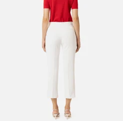 Elisabetta Franchi Trousers And Shorts|Crêpe trousers with slits Ivory