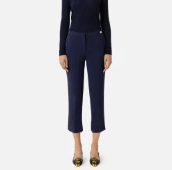 Elisabetta Franchi Trousers And Shorts|Crêpe trousers with slits Navy
