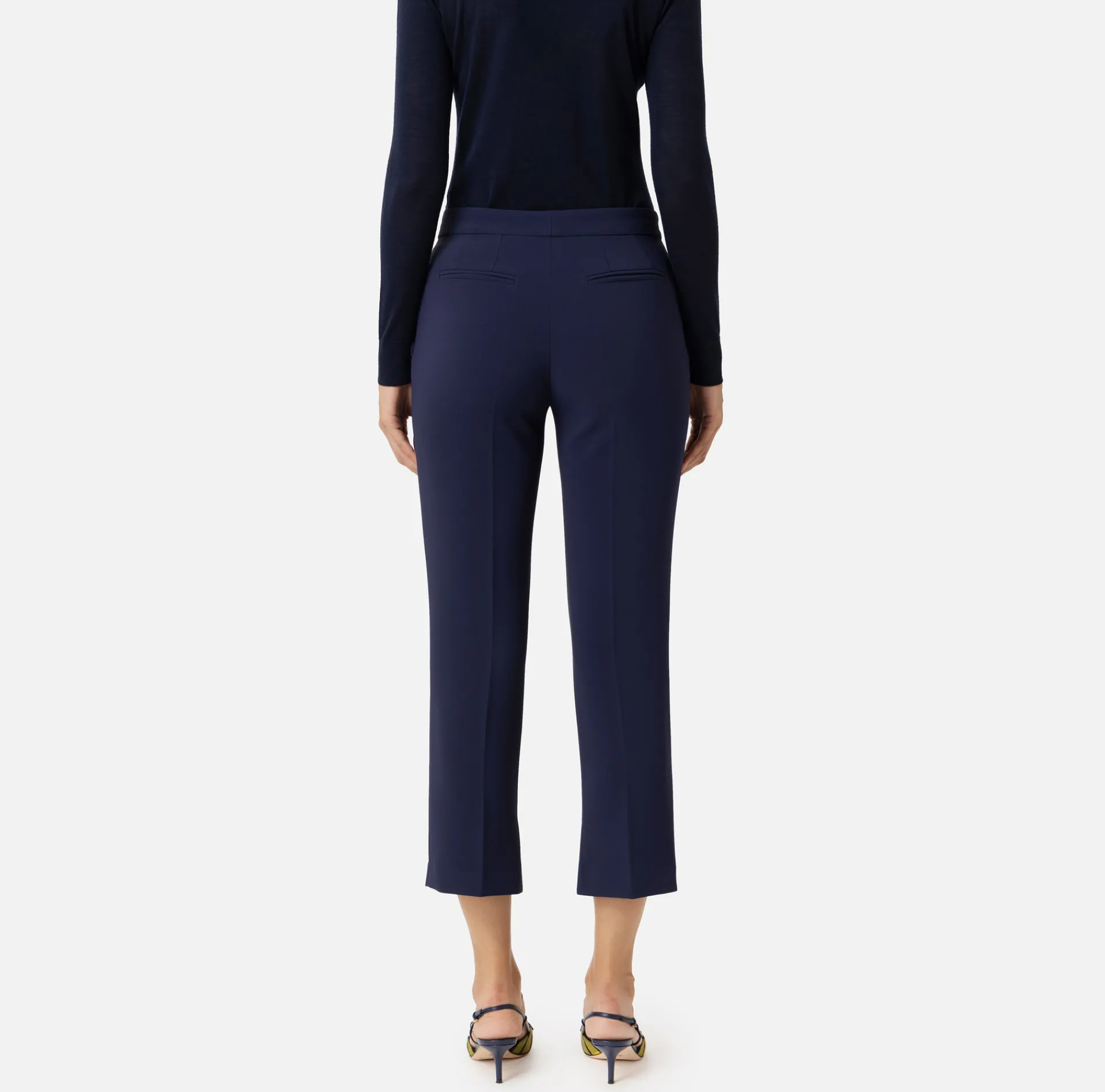 Elisabetta Franchi Trousers And Shorts|Crêpe trousers with slits Navy
