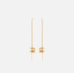 Elisabetta Franchi Jewelry|Cube Earrings YellowGold