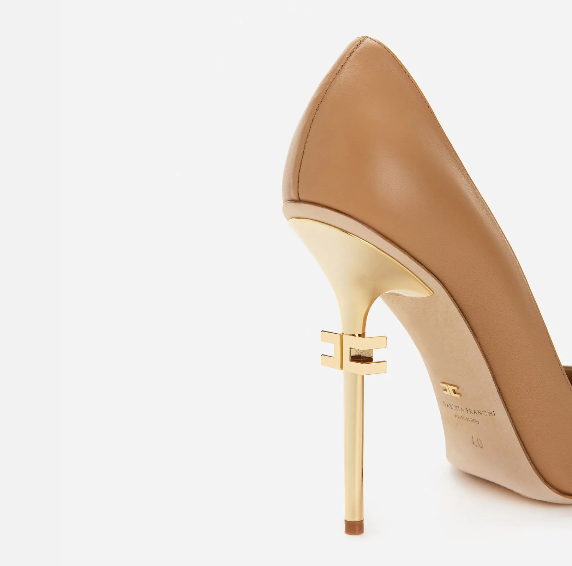 Elisabetta Franchi Pumps|Décolleté With Branded Heel Camel