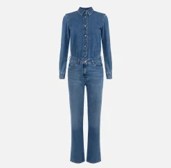 Elisabetta Franchi Jumpsuits|Denim jumpsuit with shirts DenimBlue