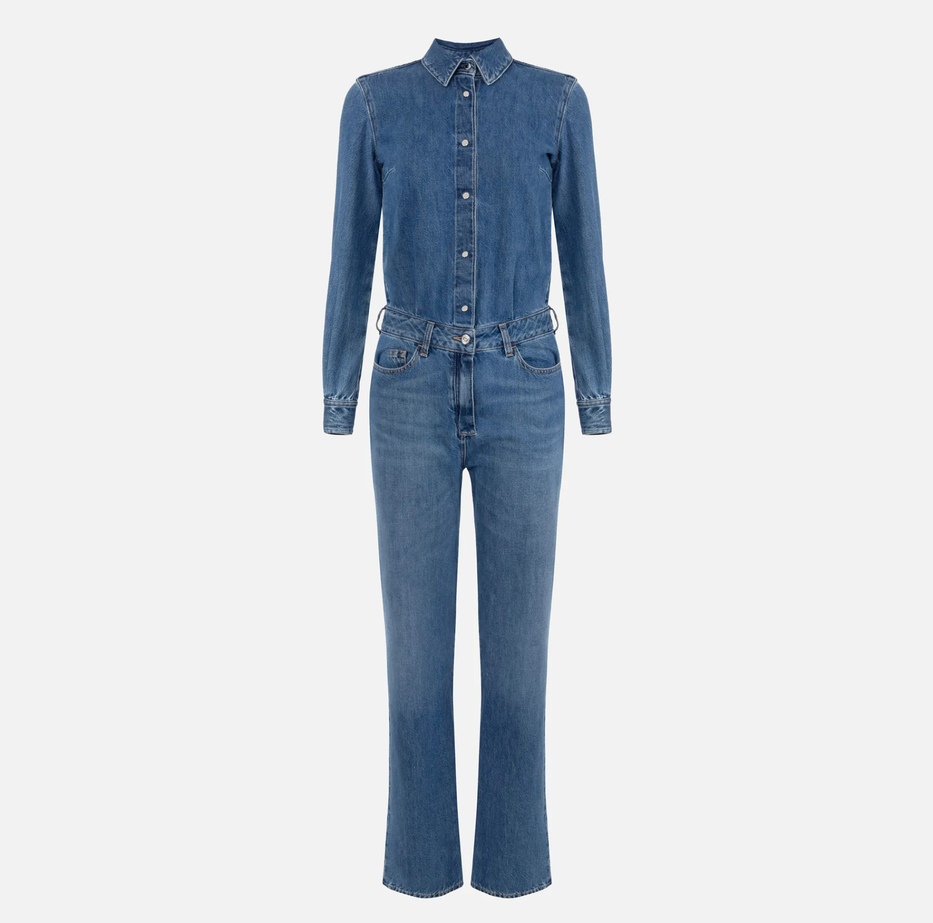 Elisabetta Franchi Jumpsuits|Denim jumpsuit with shirts DenimBlue