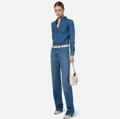 Elisabetta Franchi Jumpsuits|Denim jumpsuit with shirts DenimBlue