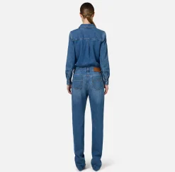 Elisabetta Franchi Jumpsuits|Denim jumpsuit with shirts DenimBlue