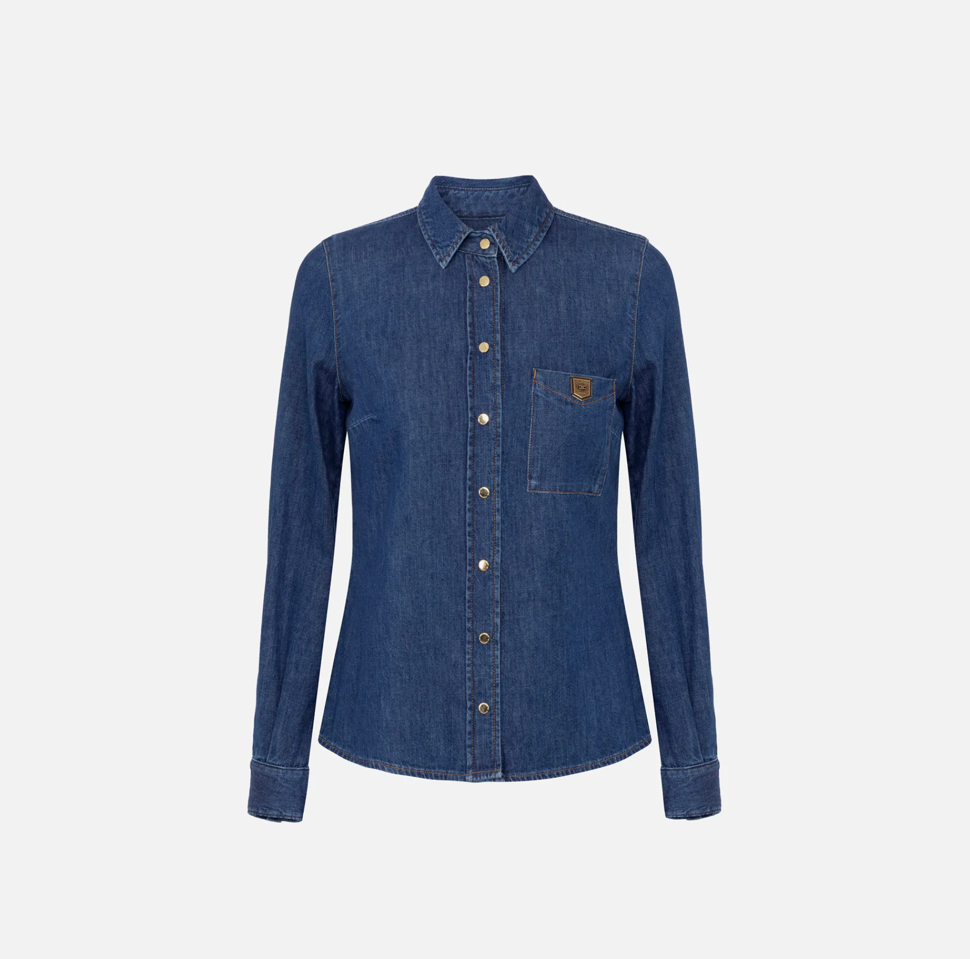 Elisabetta Franchi Shirts And Blouses|Denim shirt with breast pocket DenimBlue