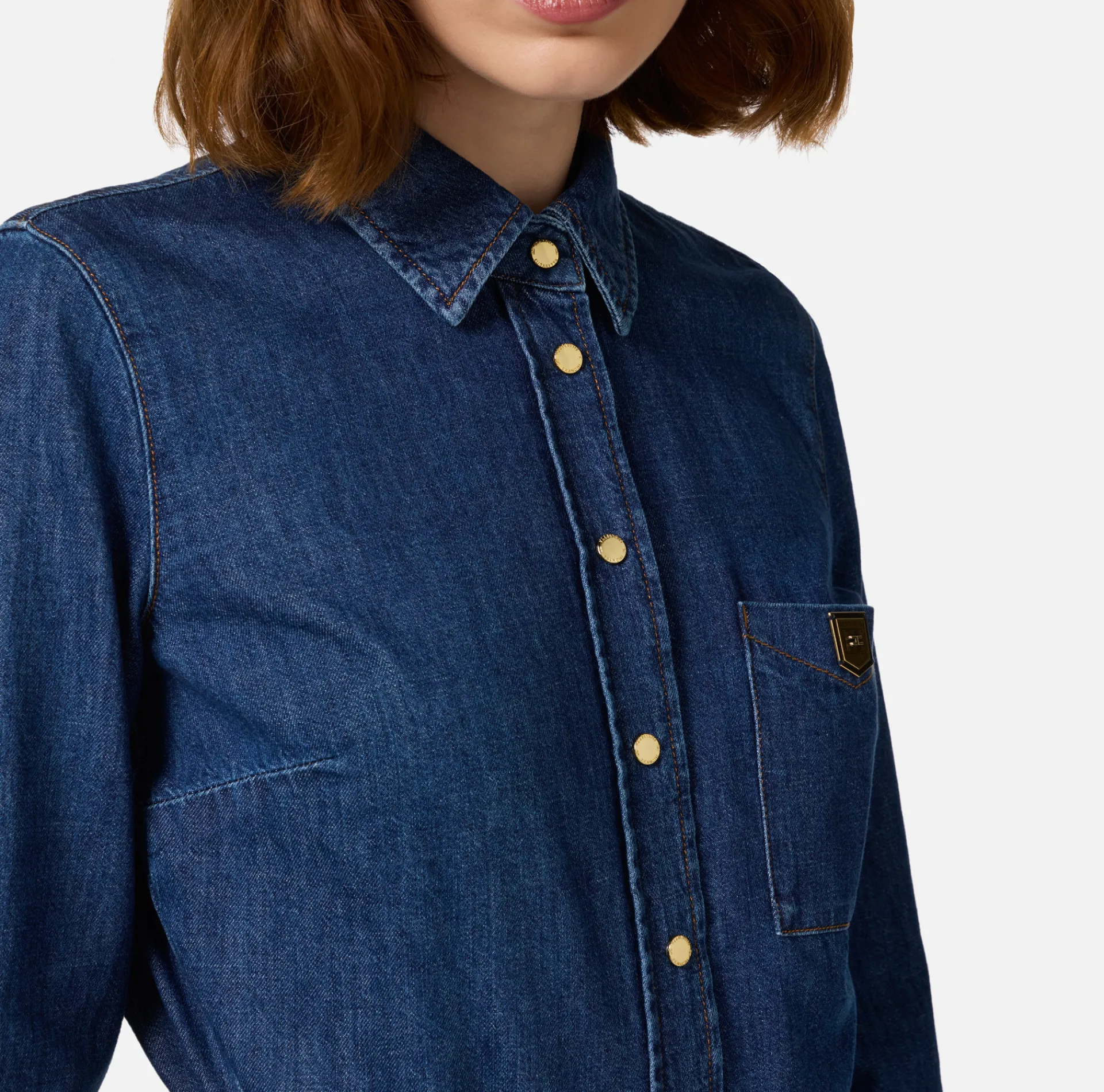 Elisabetta Franchi Shirts And Blouses|Denim shirt with breast pocket DenimBlue