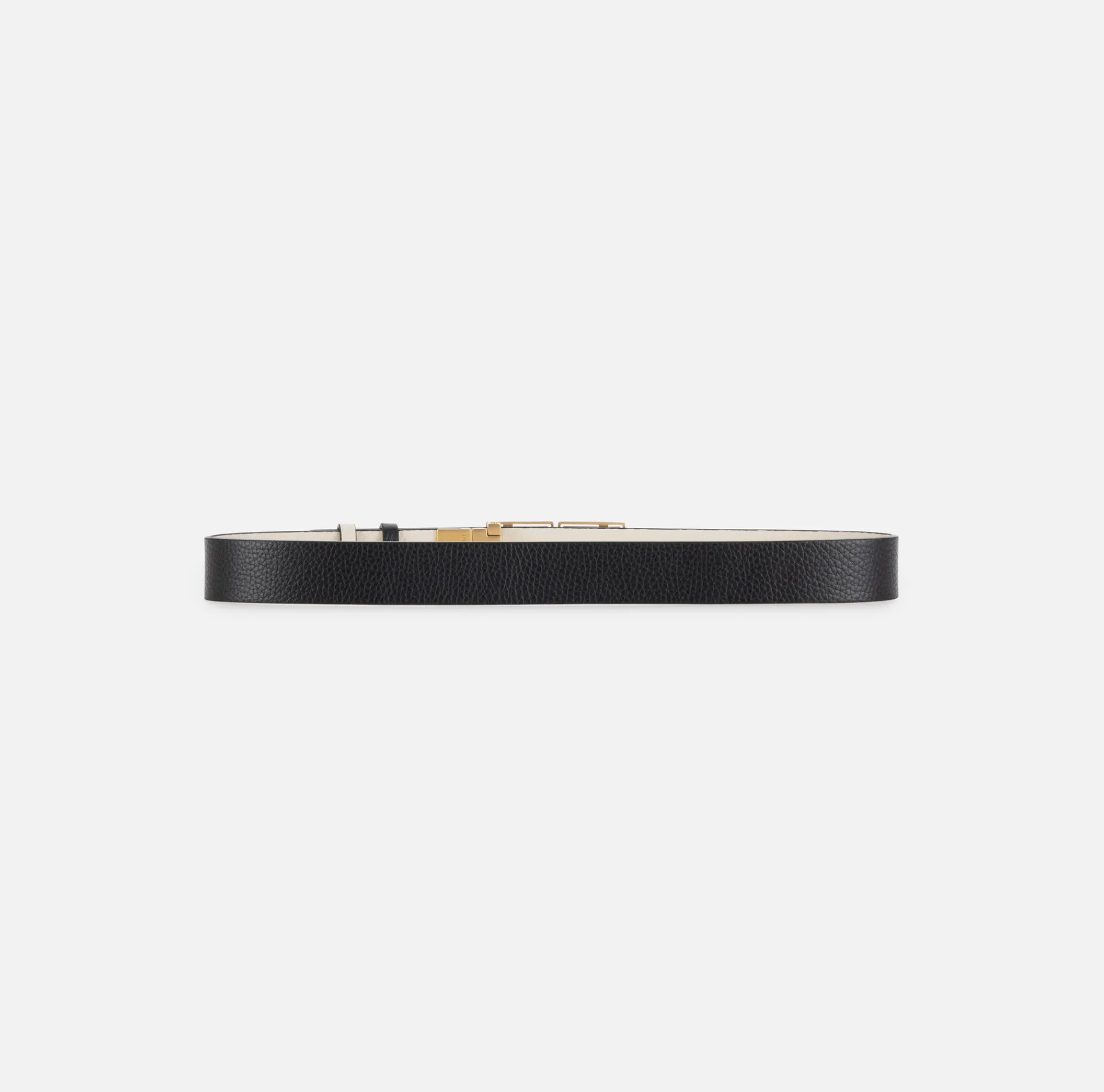 Elisabetta Franchi Belts|Double face leather belt with logo Black/Butter