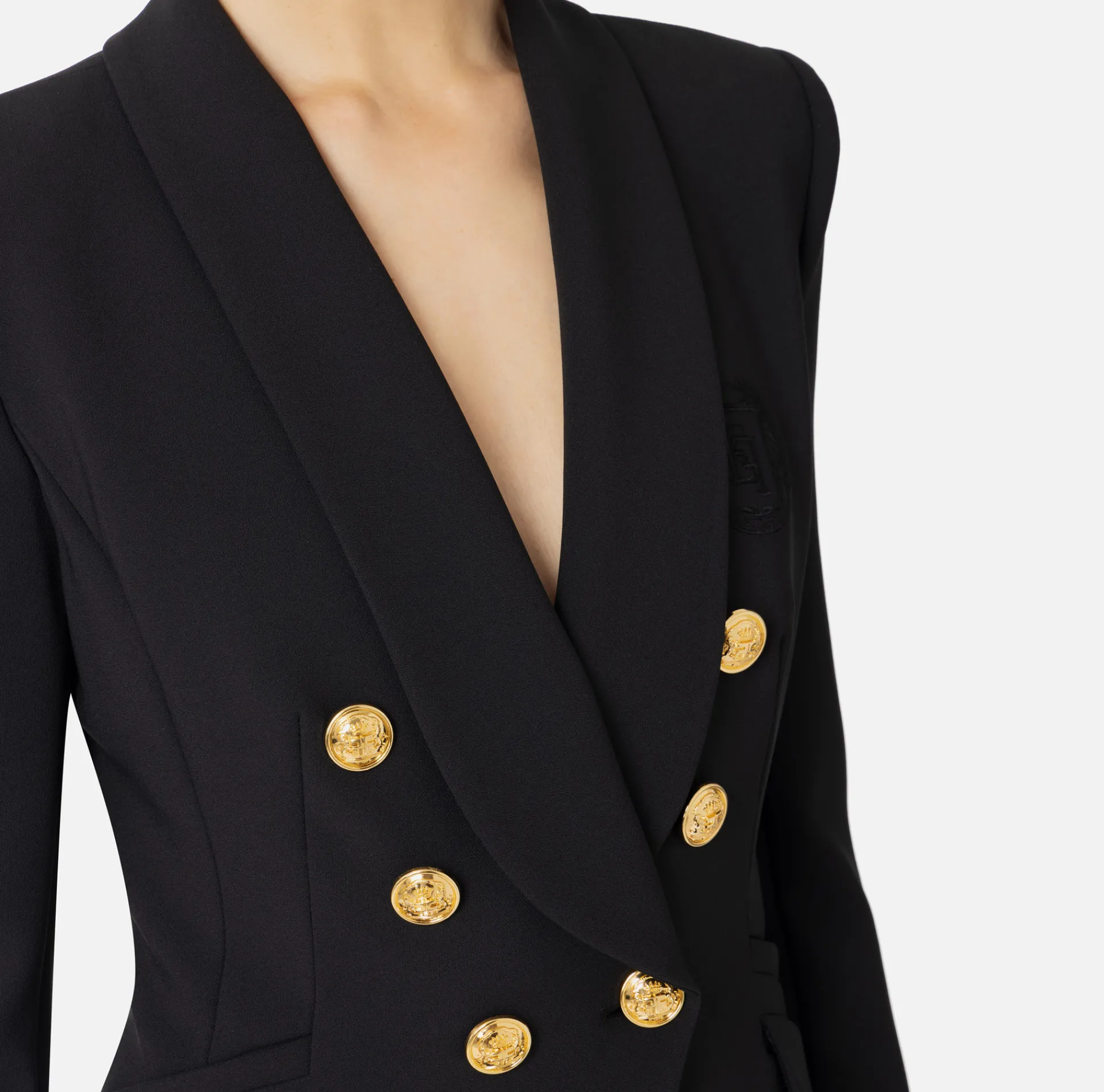Elisabetta Franchi Tailleur|Double layer stretch crêpe suit with shawl jacket and palazzo trousers Black