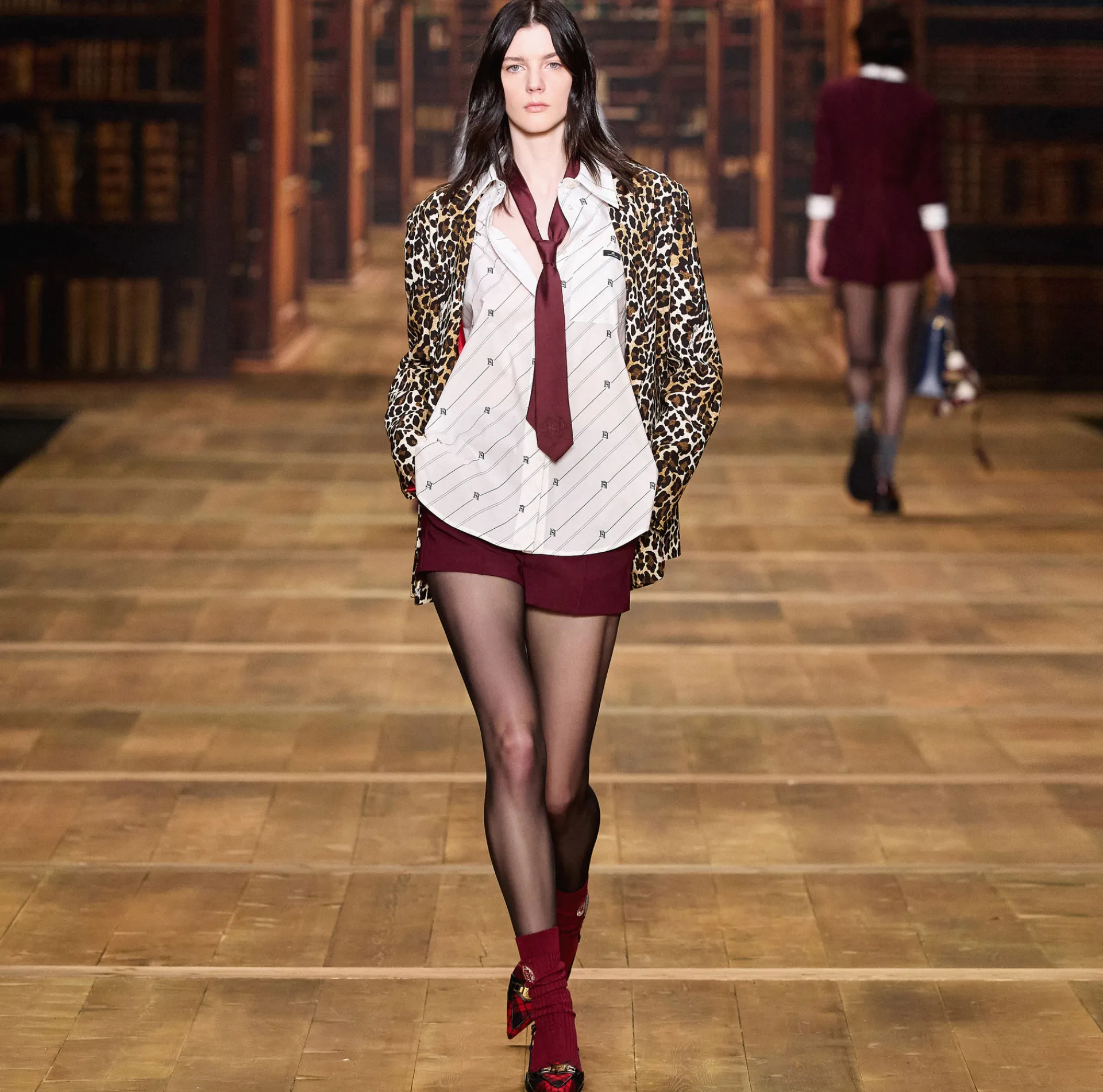 Elisabetta Franchi Jackets And Trench Coats|Tailleur|Double-breasted animalier crêpe jacket Animalprint