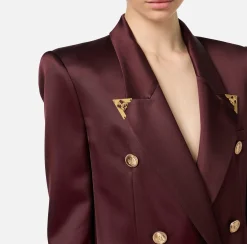 Elisabetta Franchi Coat Dresses|Mini Dresses|Double-breasted coat dress in cool wool with tips RougeNoir