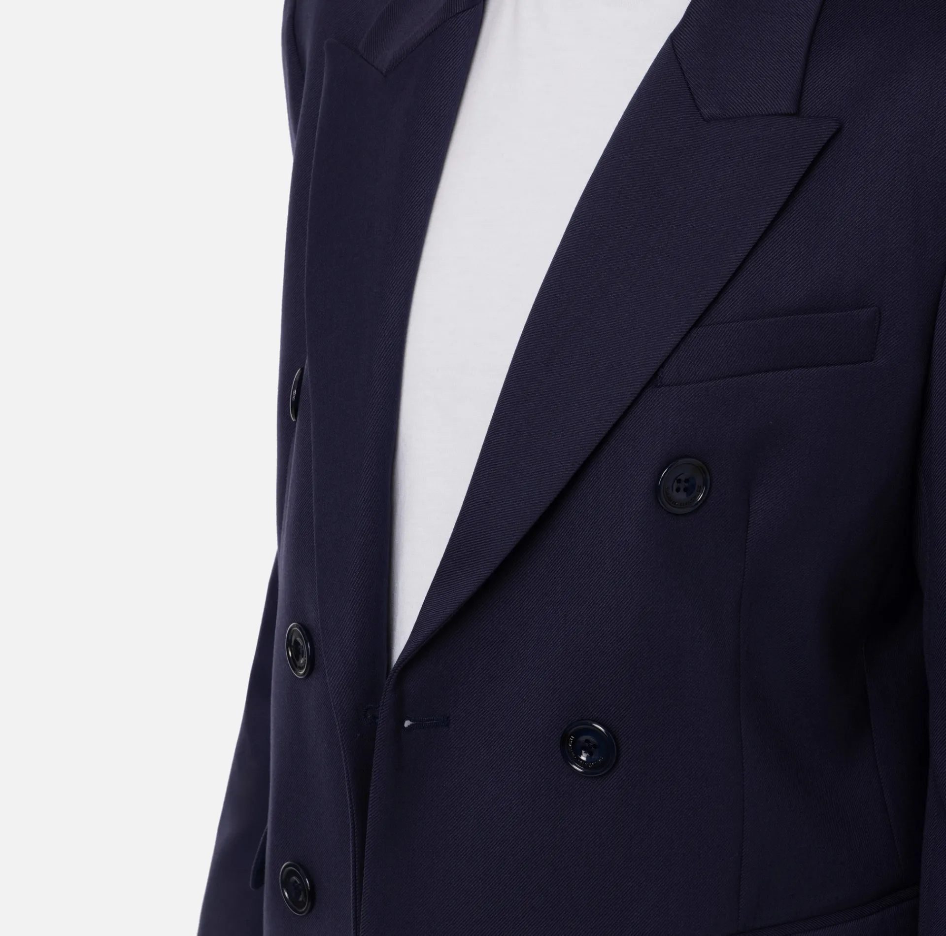 Elisabetta Franchi Tailleur|Jackets And Trench Coats|Double-breasted jacket in cool wool Navy