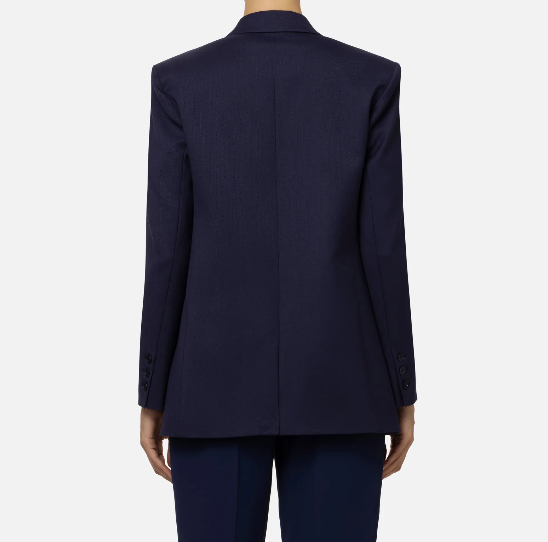 Elisabetta Franchi Tailleur|Jackets And Trench Coats|Double-breasted jacket in cool wool Navy