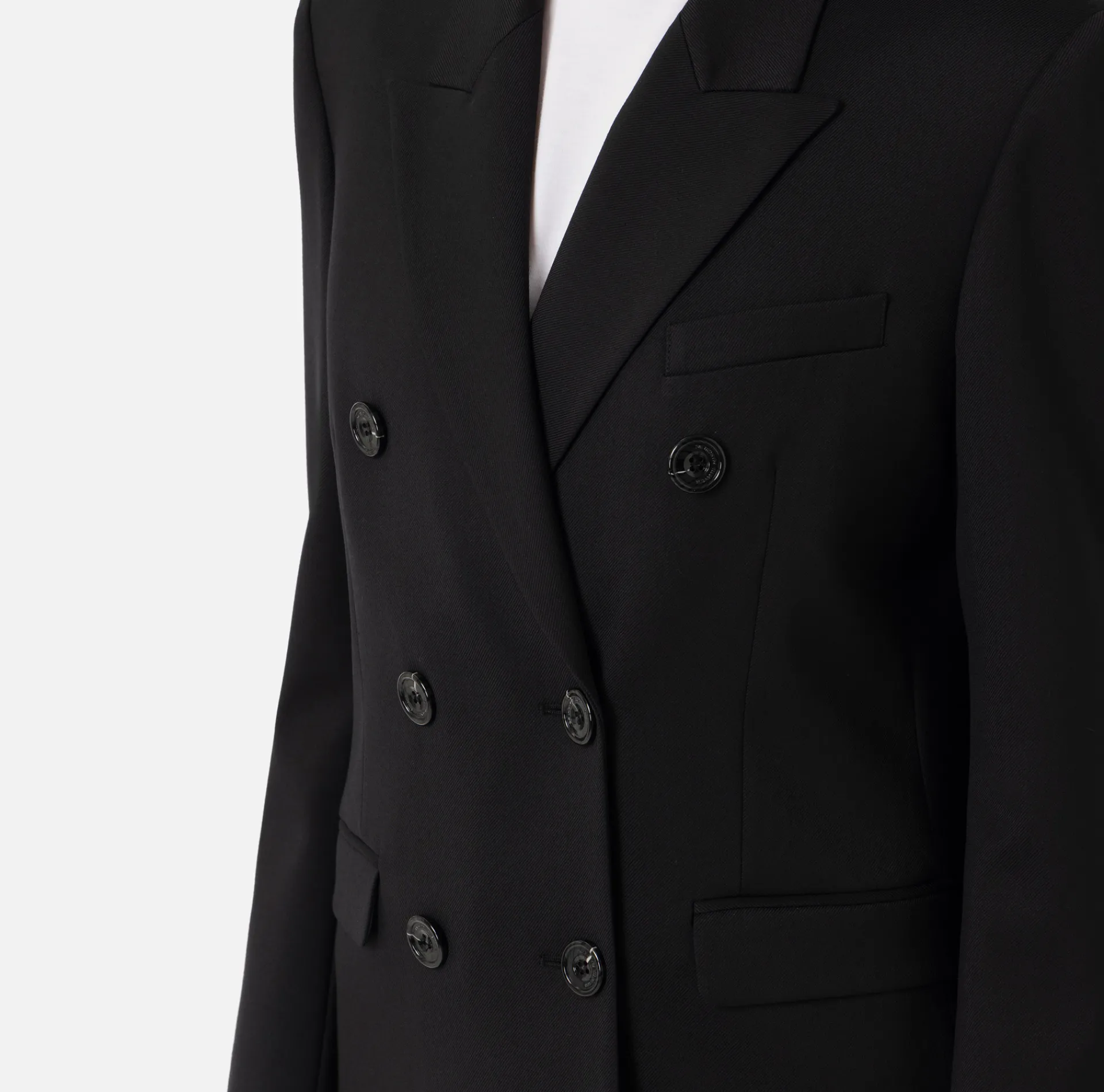 Elisabetta Franchi Tailleur|Jackets And Trench Coats|Double-breasted jacket in cool wool Black