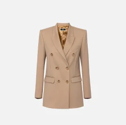 Elisabetta Franchi Jackets And Trench Coats|Tailleur|Double-breasted jacket in cool wool
