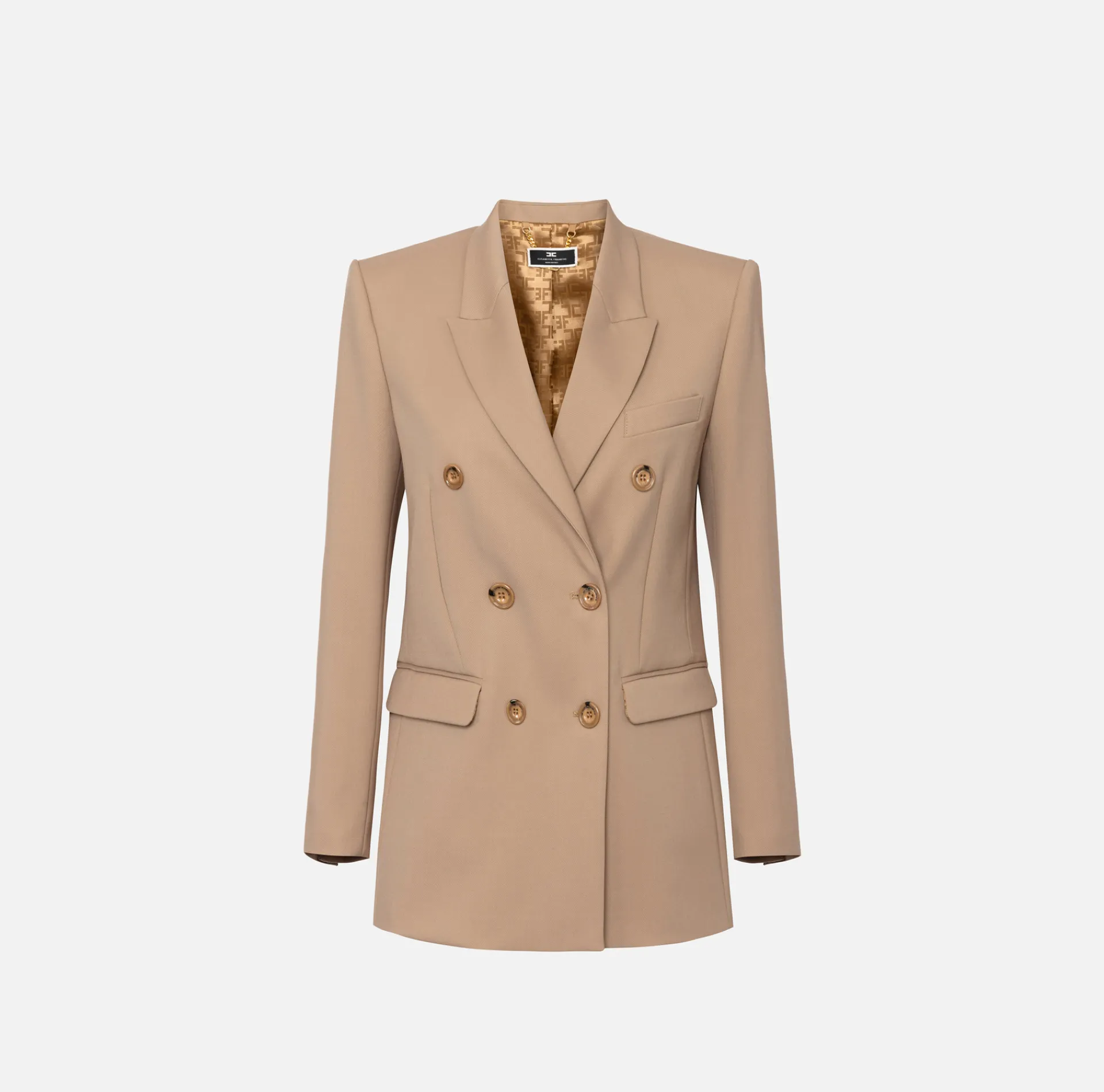 Elisabetta Franchi Jackets And Trench Coats|Tailleur|Double-breasted jacket in cool wool