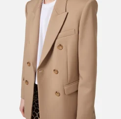 Elisabetta Franchi Jackets And Trench Coats|Tailleur|Double-breasted jacket in cool wool
