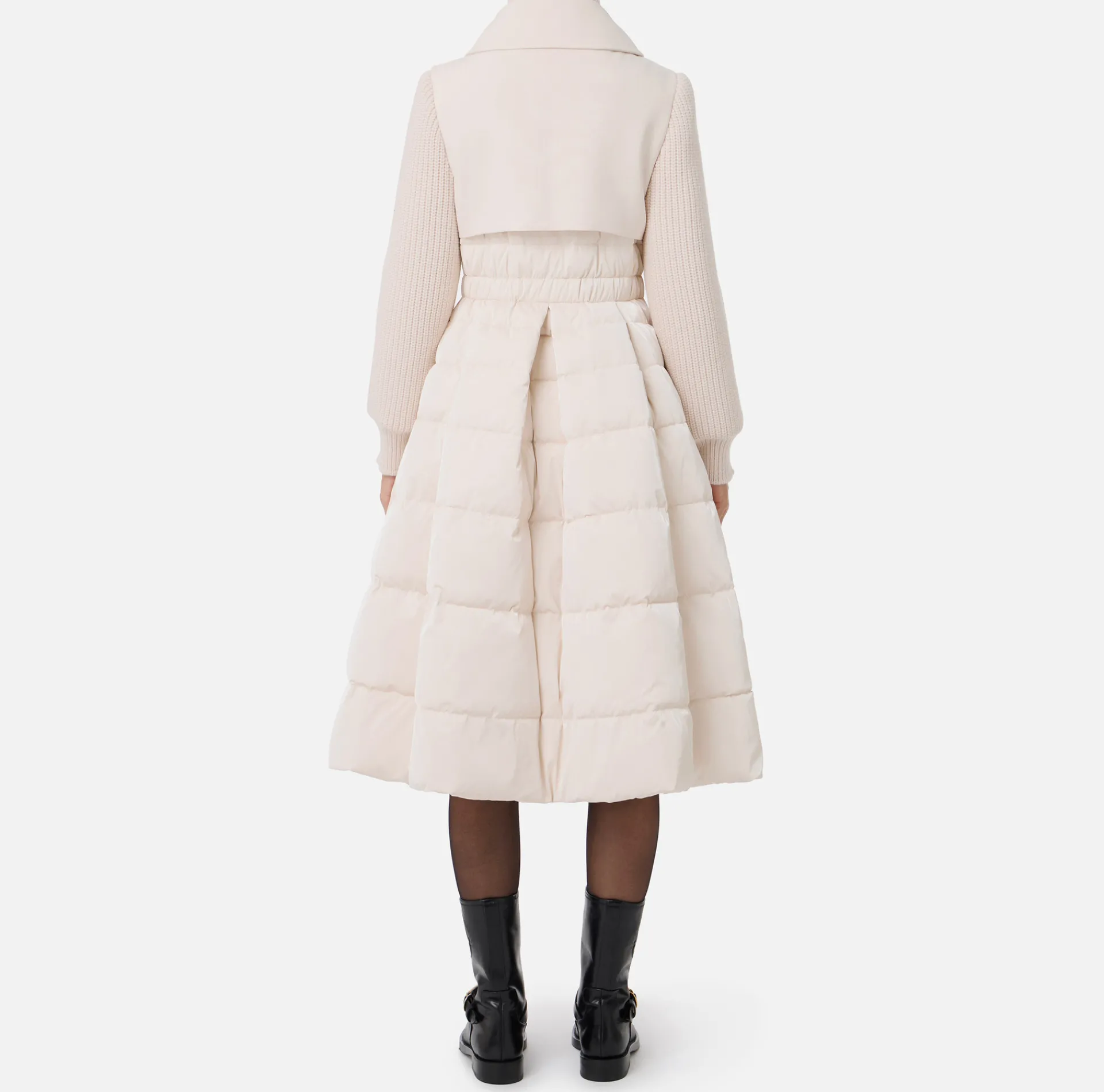 Elisabetta Franchi Coats And Jackets|Down jacket in nylon and cloth fabric with circle skirt Latex