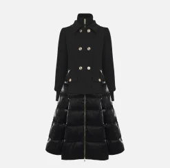 Elisabetta Franchi Coats And Jackets|Down jacket in nylon and cloth fabric with circle skirt Black