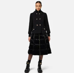 Elisabetta Franchi Coats And Jackets|Down jacket in nylon and cloth fabric with circle skirt Black