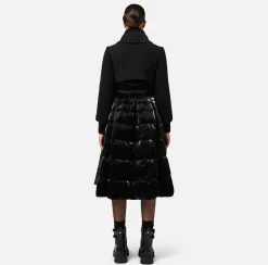 Elisabetta Franchi Coats And Jackets|Down jacket in nylon and cloth fabric with circle skirt Black