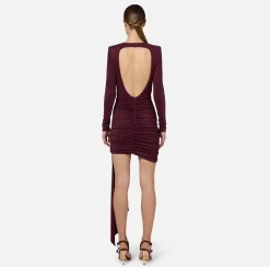 Elisabetta Franchi Mini Dresses|Dresses|Draped jersey mini-dress with jewel accessory RougeNoir