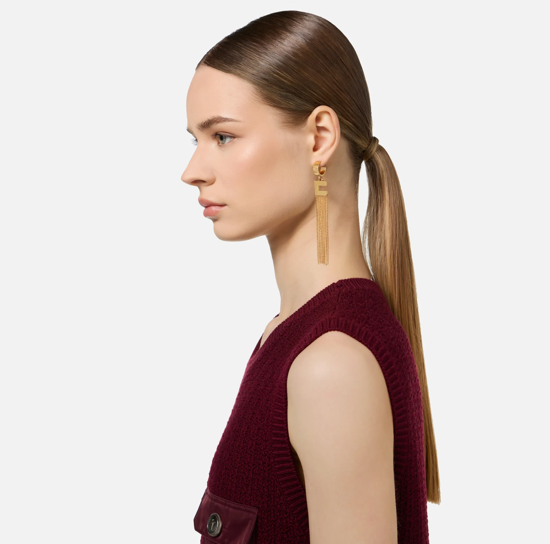 Elisabetta Franchi Jewelry|Drop Earrings With Logo Gold
