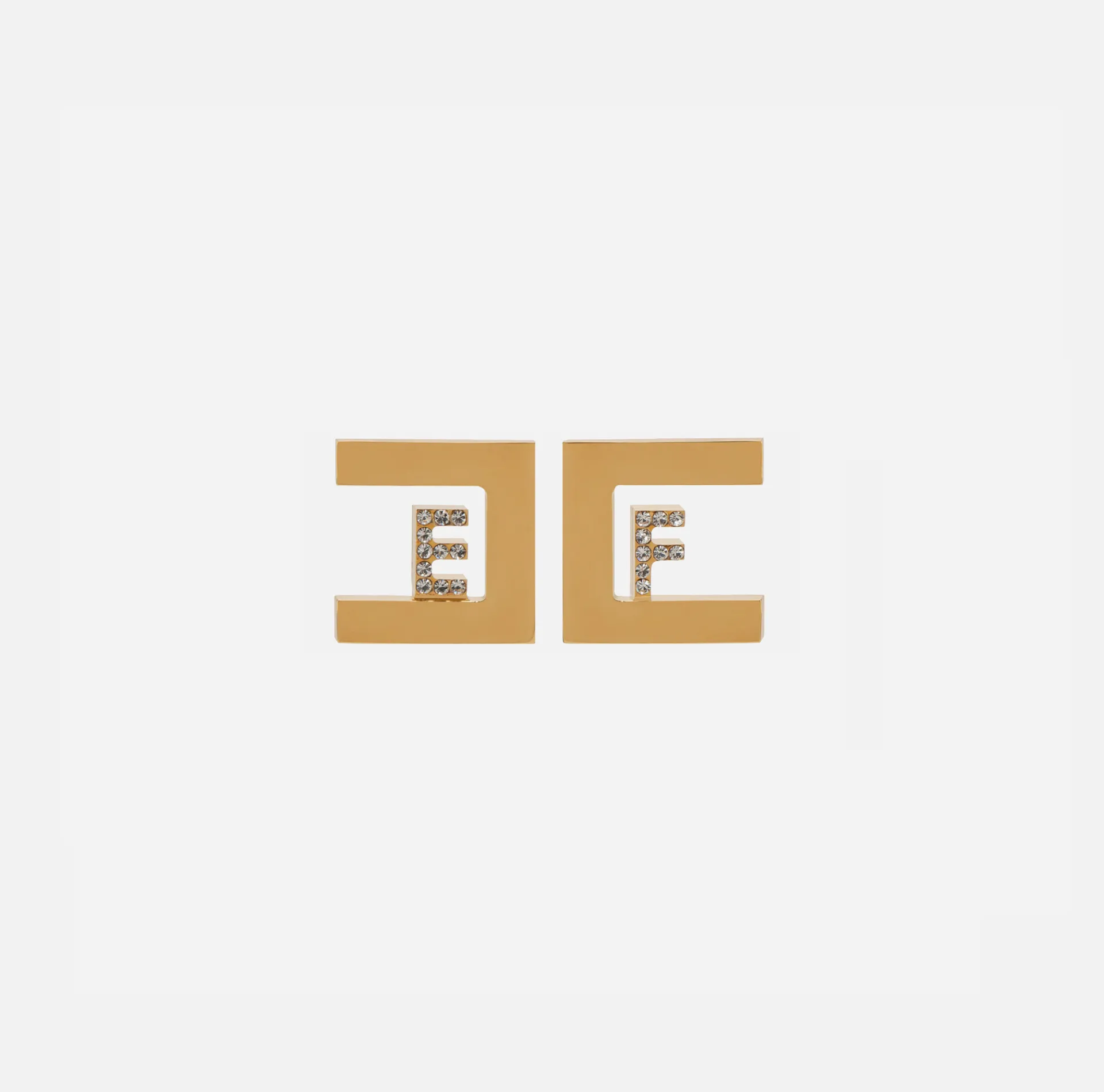 Elisabetta Franchi Jewelry|Earrings with logo YellowGold