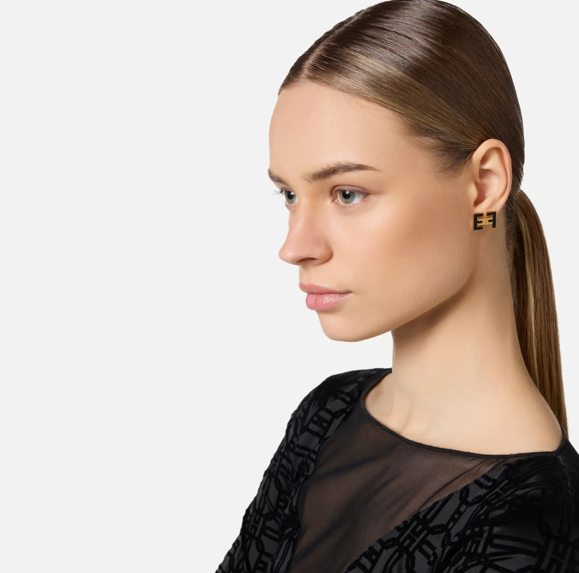 Elisabetta Franchi Jewelry|EF logo earrings