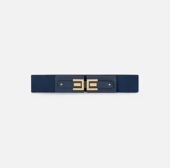 Elisabetta Franchi Belts|Elastic belt with logo plaque