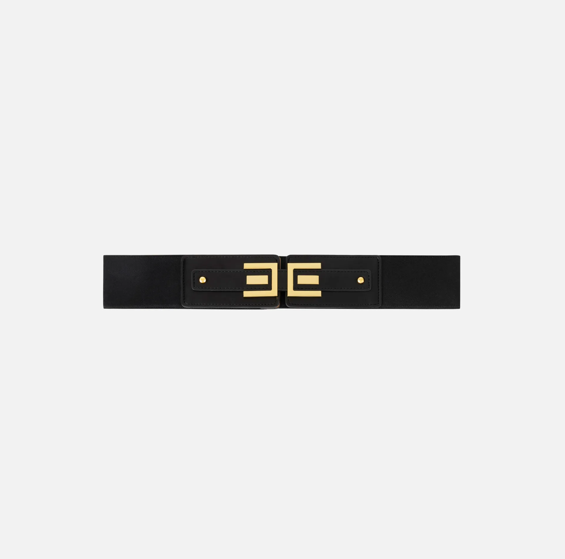 Elisabetta Franchi Belts|Elastic belt with logo plaque Black