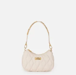 Elisabetta Franchi Shoulder Bags|Embossed fabric hobo bag with lettering Latex