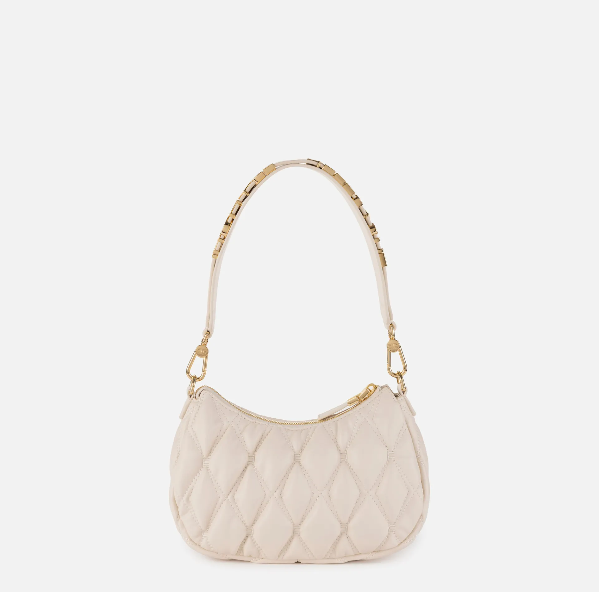 Elisabetta Franchi Shoulder Bags|Embossed fabric hobo bag with lettering Latex