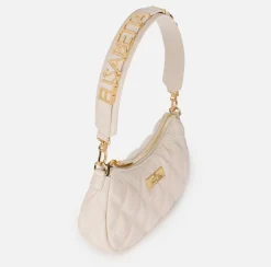 Elisabetta Franchi Shoulder Bags|Embossed fabric hobo bag with lettering Latex