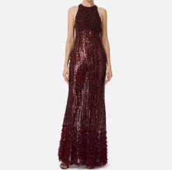 Elisabetta Franchi Red Carpet Dresses|Red Carpet|Embroidered red carpet dress with organza fringing RougeNoir