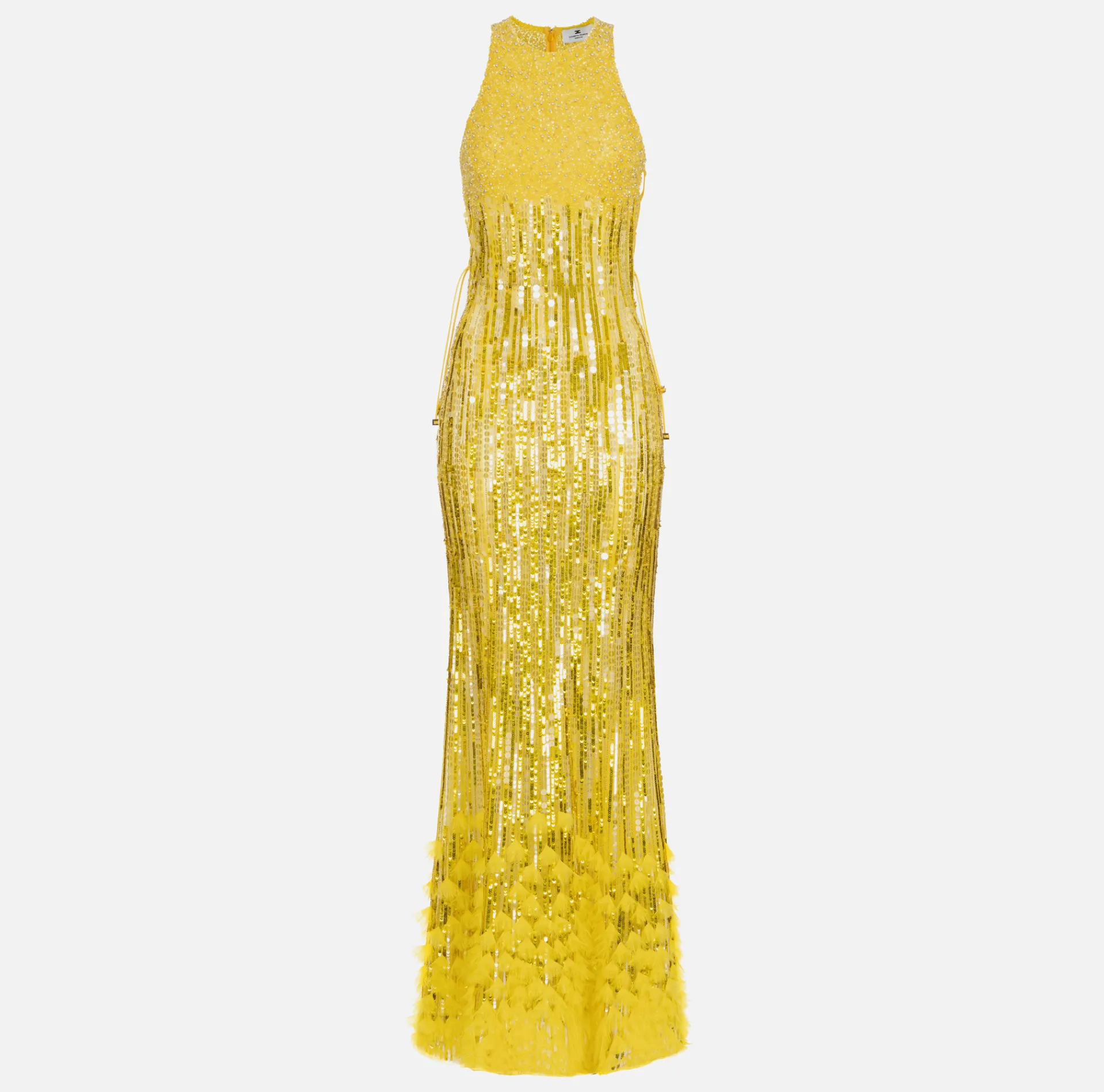 Elisabetta Franchi Red Carpet Dresses|Red Carpet|Embroidered red carpet dress with organza fringing Mimosa