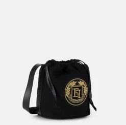 Elisabetta Franchi Strap Bags|Fabric bucket bag Black