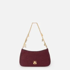 Elisabetta Franchi Shoulder Bags|Fabric hobo bag with shoulder strap with charms RougeNoir