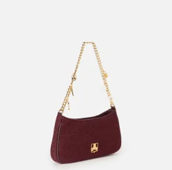 Elisabetta Franchi Shoulder Bags|Fabric hobo bag with shoulder strap with charms RougeNoir