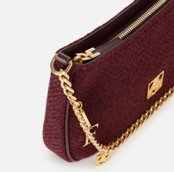 Elisabetta Franchi Shoulder Bags|Fabric hobo bag with shoulder strap with charms RougeNoir