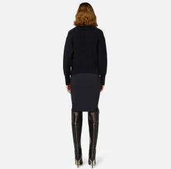 Elisabetta Franchi Knitwear And Sweatshirts|Fisherman’s rib wool cardigan with maxi zip Black