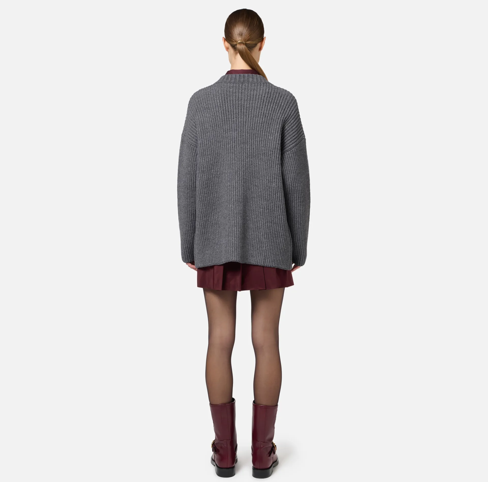 Elisabetta Franchi Knitwear And Sweatshirts|Fisherman’s rib wool cardigan with logo patch