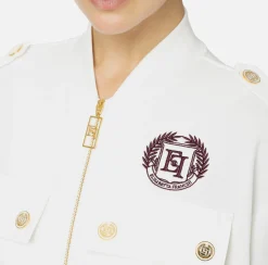 Elisabetta Franchi Jumpsuits|Fleece jumpsuit with pockets in technical nylon Ivory