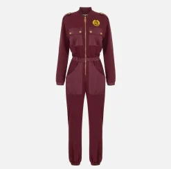 Elisabetta Franchi Jumpsuits|Fleece jumpsuit with pockets in technical nylon RougeNoir