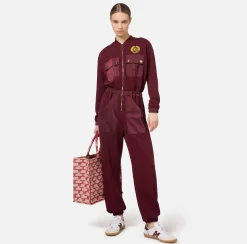 Elisabetta Franchi Jumpsuits|Fleece jumpsuit with pockets in technical nylon RougeNoir