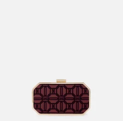 Elisabetta Franchi Clutch|Flock fabric clutch bag RougeNoir