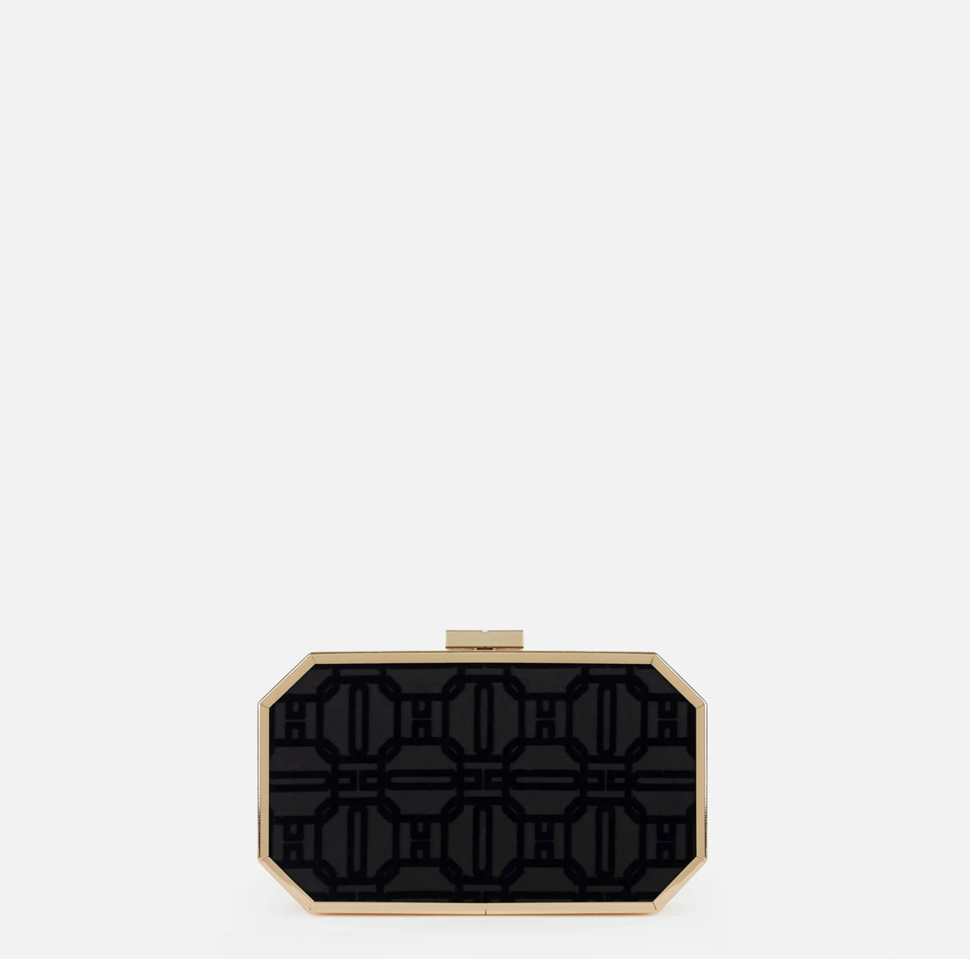 Elisabetta Franchi Clutch|Flock fabric clutch bag Black